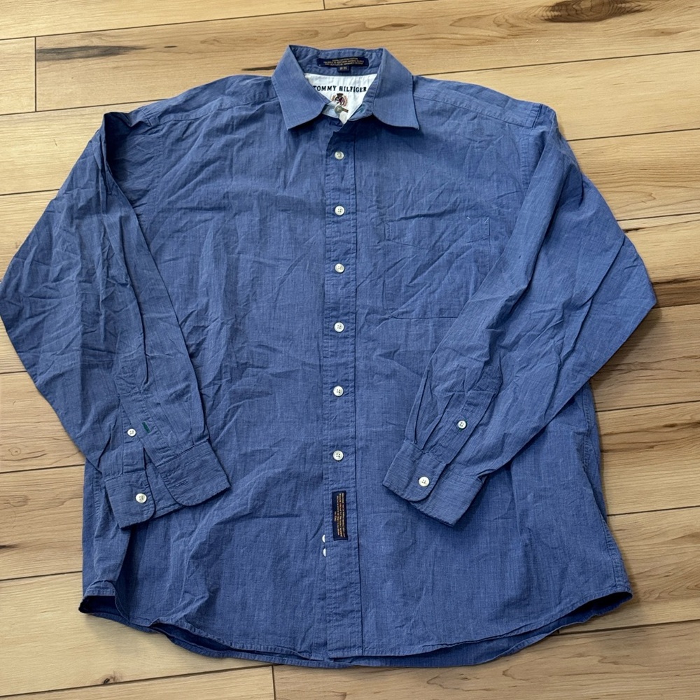Tommy Hilfiger Casual Blue Button Down Shirt sz 16-35